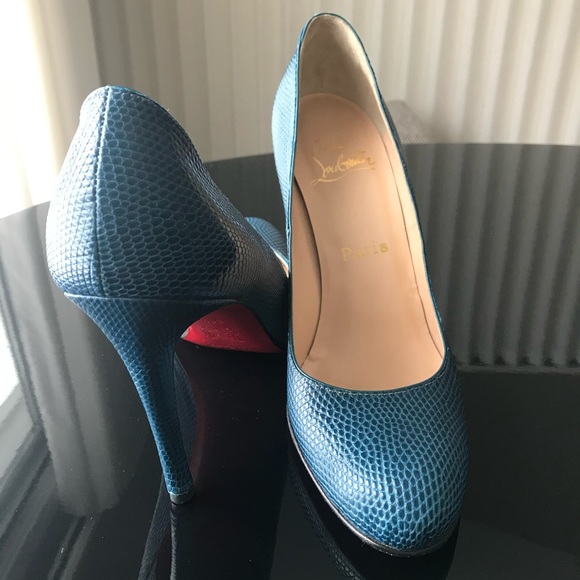 Christian Louboutin Paris Heels High Blue Snake - Picture 8 of 8